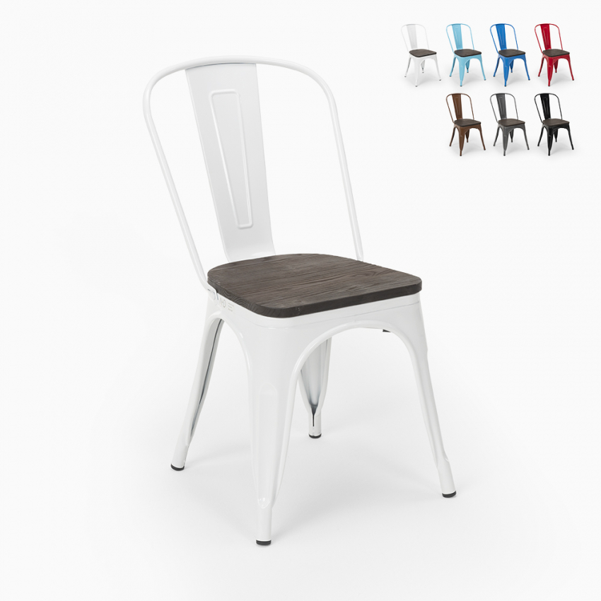 lot de 20 pièces chaises industrial acier bois pour cuisine et bar steel wood 