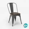 lot de 20 pièces chaises industrial acier bois pour cuisine et bar steel wood 