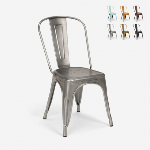 lot de 20 chaises design industriel métal vintage shabby chic style Lix steel old Promotion