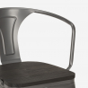 lot de 20 chaises design métal bois industriel style Lix bar cuisine steel wood arm 