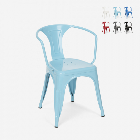 lot 20 chaises style Lix industrial avec accoudoirs en acier pour cuisine et bar steel arm Promotion