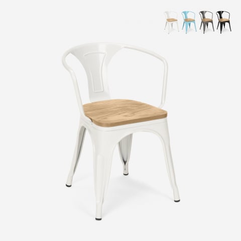 Lot de 20 chaises style Tolix design industriel bar cuisine Steel Wood Arm Light Promotion