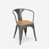 lot de 20 chaises style design industriel bar cuisine steel wood arm light Dimensions