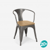 lot de 20 chaises style design industriel bar cuisine steel wood arm light Modèle