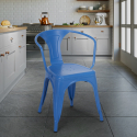 chaise de cuisine et bar industriel de style avec accoudoirs en acier steel arm 