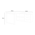 Bureau d’angle avec péninsule et tiroirs brillante 170x140cm Glassy