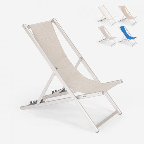 Chaise longue et transat de plage pliant réglable en aluminium Riccione Gold