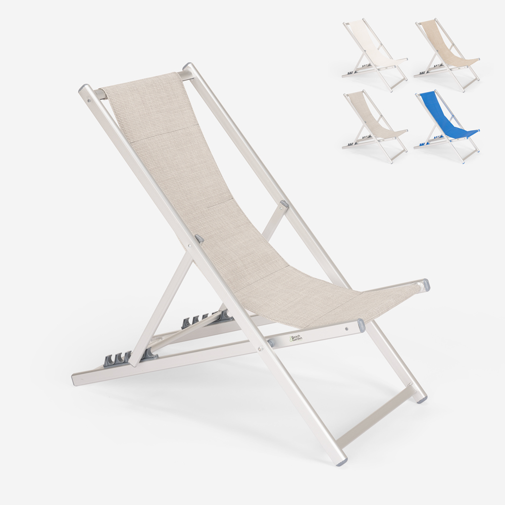 Chaise longue transat de plage bain de soleil pliant réglable en aluminium Riccione Gold