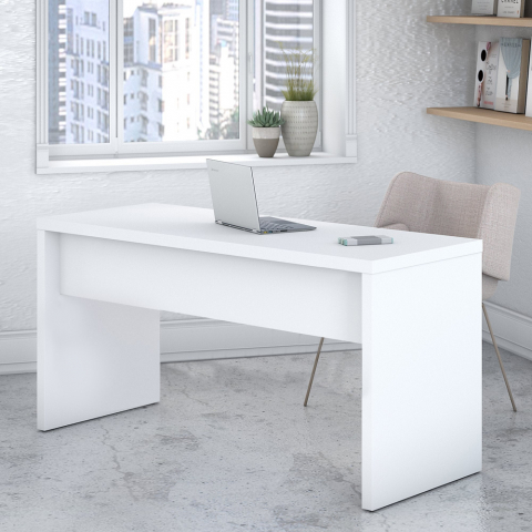 Bureau design moderne couleur blanc brillant pour travail et études 138x69cm Colibri
