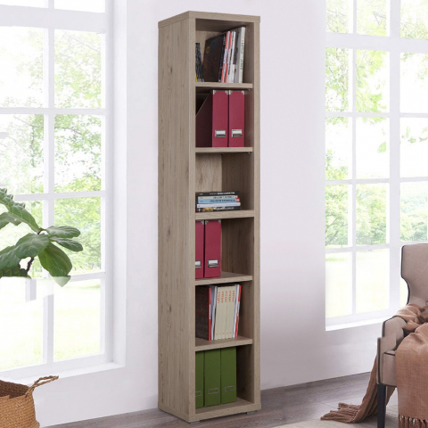 Bibliothèque verticale en bois 6 pièces design moderne Ely Promotion