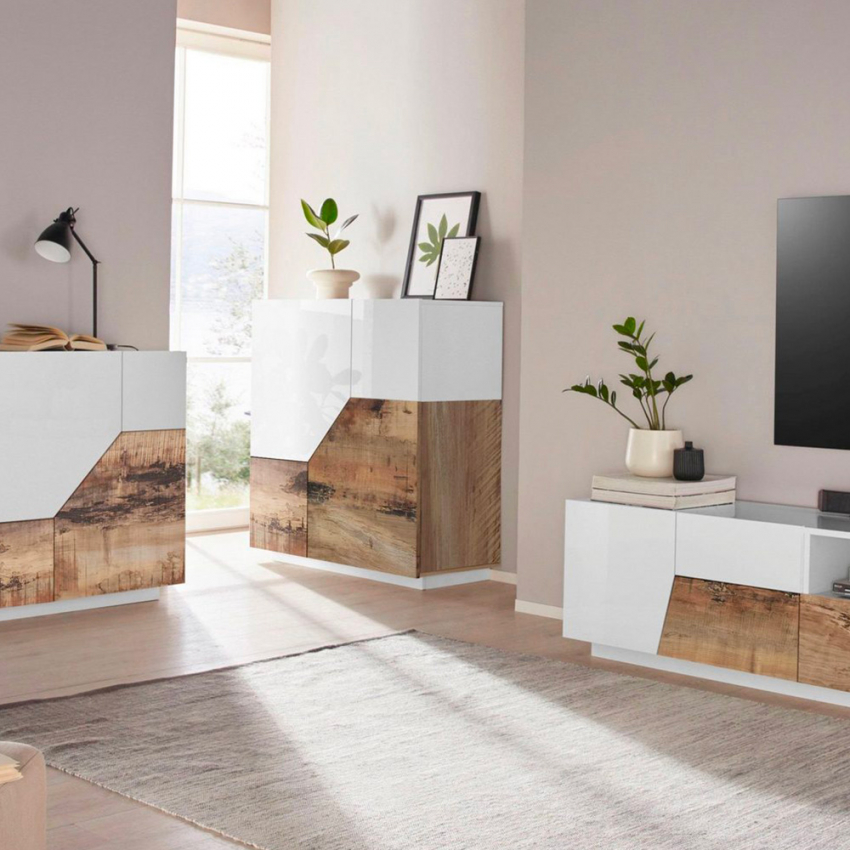 Une meuble salon/cuisine en blanc et bois