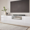 Meuble TV mural de salon moderne 220x43cm blanc brillant Fergus Choix