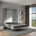 Lit double 160x190cm armoire grise escamotable au mur Kentaro Concrete Promotion