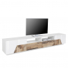 Meuble TV salon 260x43cm mur moderne bois blanc More Wood Réductions