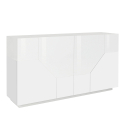 Buffet salon cuisine 160x43cm 4 compartiments meuble design blanc His Offre