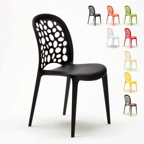 Chaise de cuisine salle à manger et bar empilable Design WEDDING Holes Messina Promotion