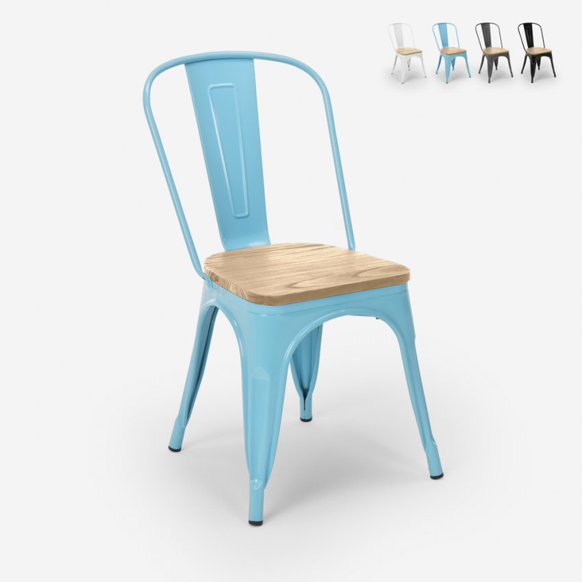 chaise cuisine industrielle design style Lix steel wood top light Choix