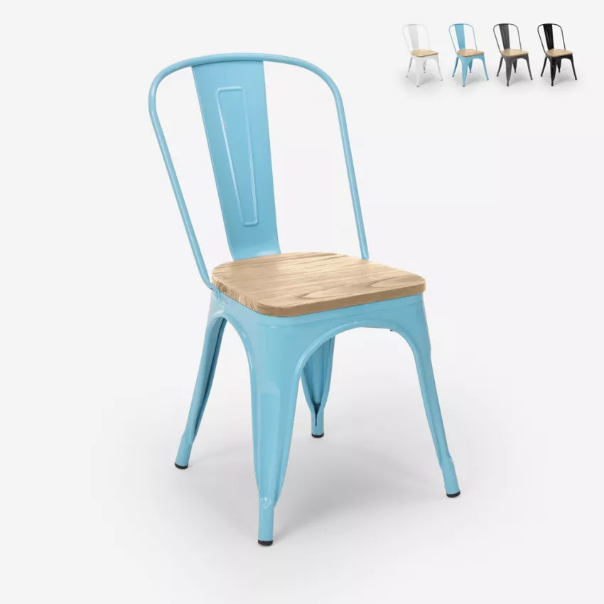 chaise cuisine industrielle design style steel wood top light Choix