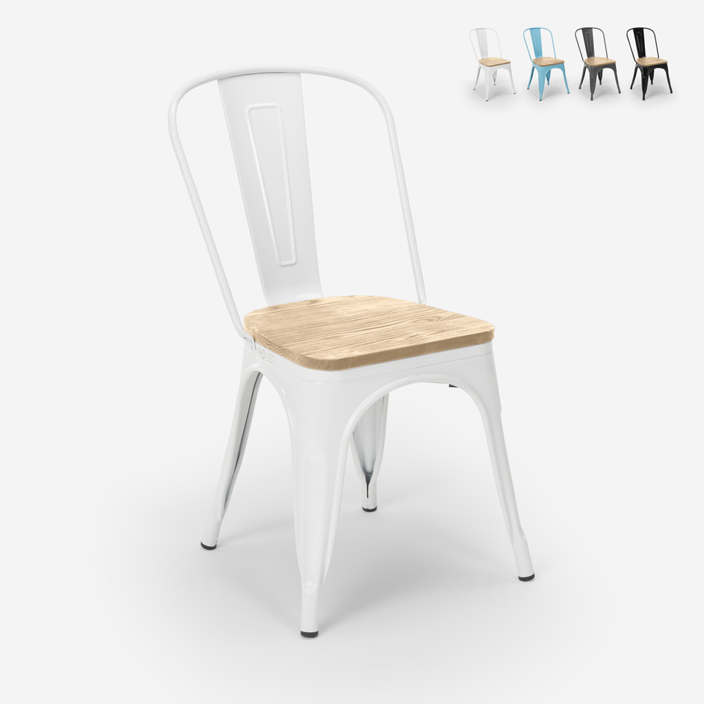 Chaises de style industriel bar de cuisine design tolix Steel Wood Light