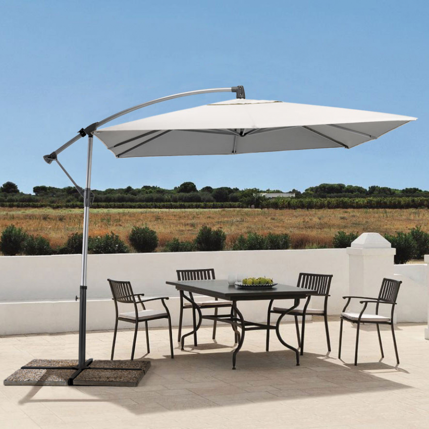 Parasol De Jardin Déporté Carré 2.5 Mètres En Aluminium Bars Shadow