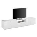 Meuble TV design 4 portes tiroir coulissant blanc Vega Low XL Offre