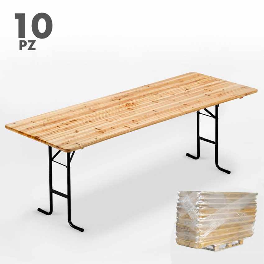 Oletan Ensemble 2 bancs table pliant brasserie 220x80 cm jardin fêtes
