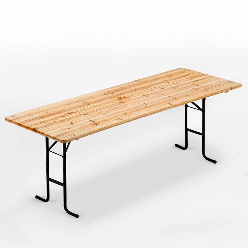 Stock de 10 tables en bois pour set brasserie 220x80 fêtes et jardin Promotion