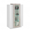 Vaisselier vitrine de salon moderne 120 cm design Blanc Brillant Gris Corona Offre