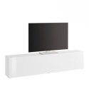 Meuble TV de salon 180cm 1 porte 2 compartiments blanc brillant Joy Low Offre