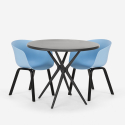 Table ronde noire design 80cm + 2 chaises Oden Black Prix