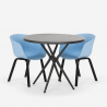 Table ronde noire design 80cm + 2 chaises Oden Black Prix