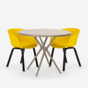 Table design ronde 80 cm beige + 2 chaises design Oden Prix
