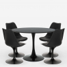 table ronde 120cm effet marbre design Tulipane + 4 chaises modernes paix Remises