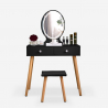Coiffeuse table de maquillage noire tiroirs et miroir LED Serena Black Vente