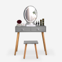 Coiffeuse table de maquillage grise avec tiroirs et miroir à LED Serena Grey Vente