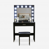 Coiffeuse table de maquillage noire avec tabouret miroir à LED Gaia Black Vente