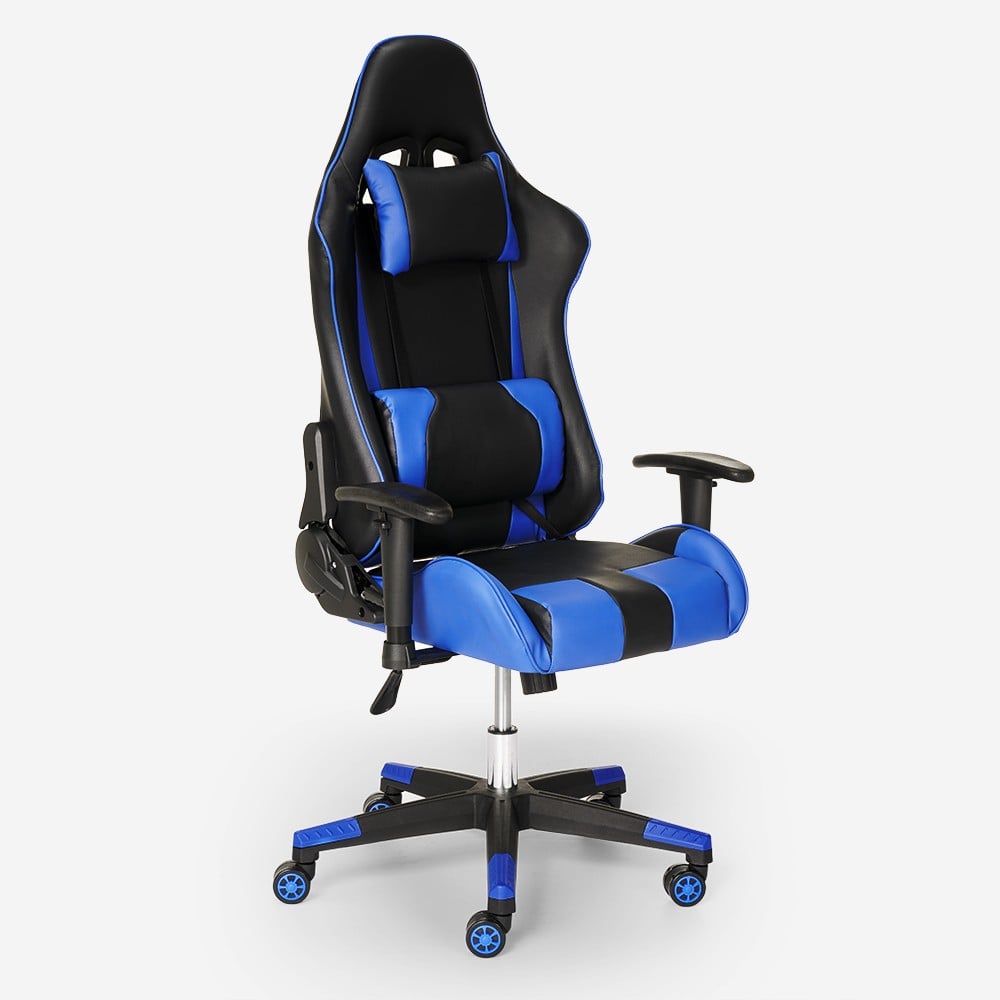 Chaise gaming ergonomique de bureau avec coussins et accoudoirs Adelaide Sky