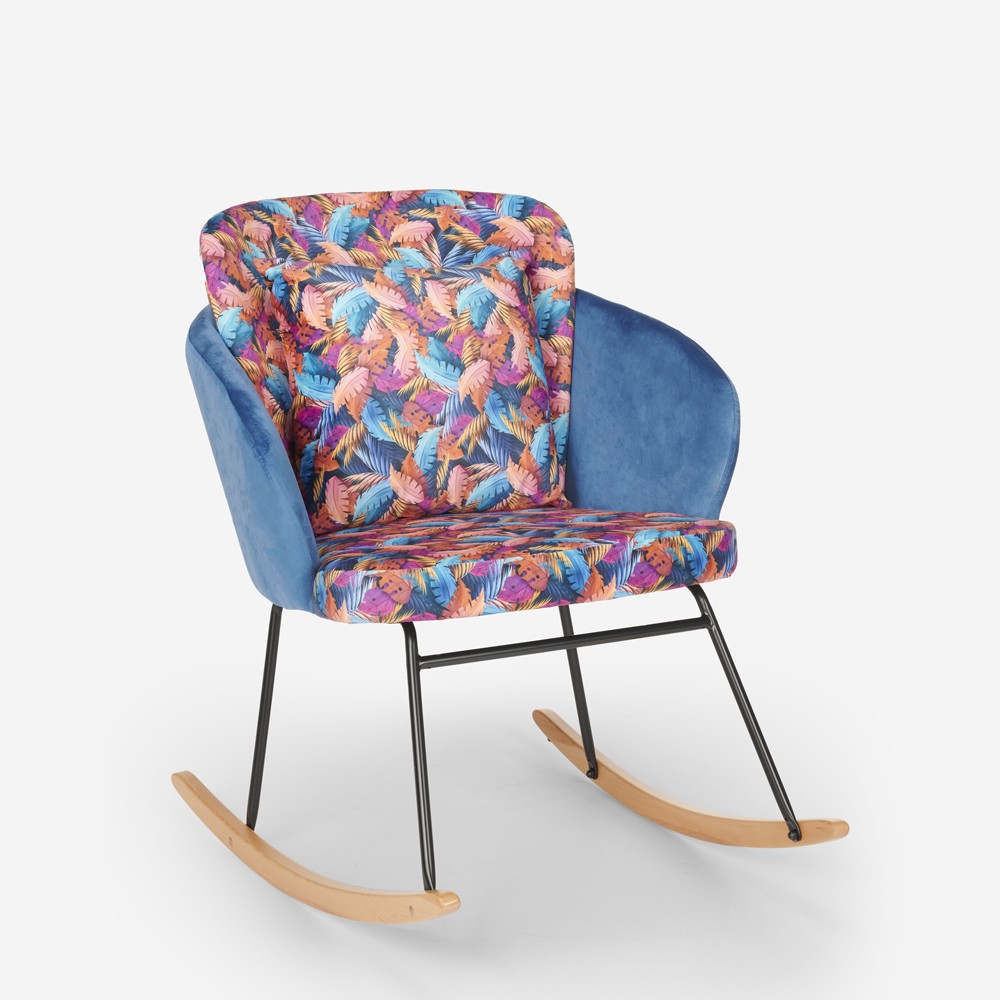 Chaise à bascule de salon fauteuil moderne coussin Botanika