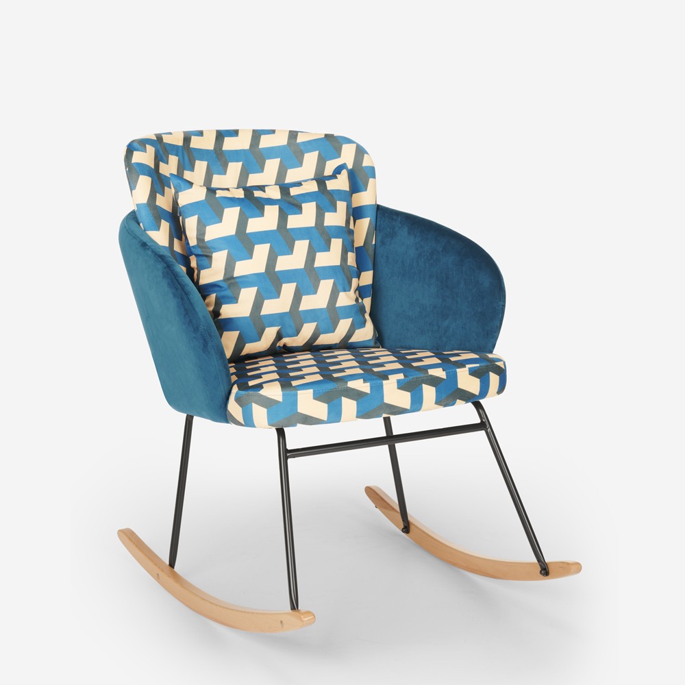 Chaise berçante moderne fauteuil en velours coussin de salon Modelis