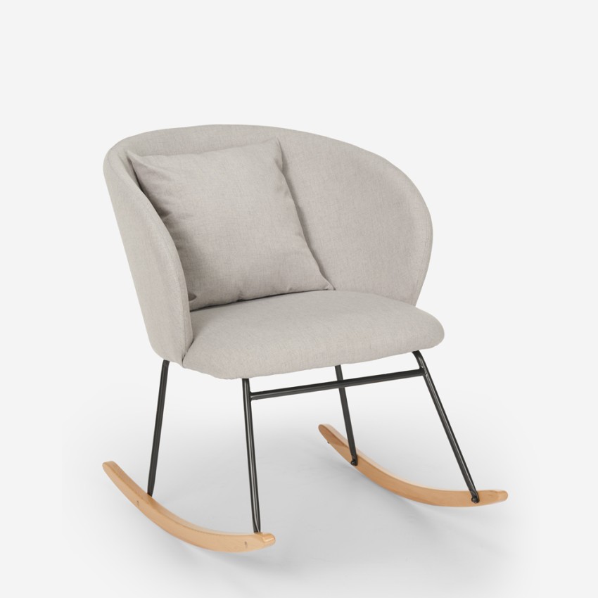 Chaise à bascule moderne fauteuil de salon coussin en bois Houpa