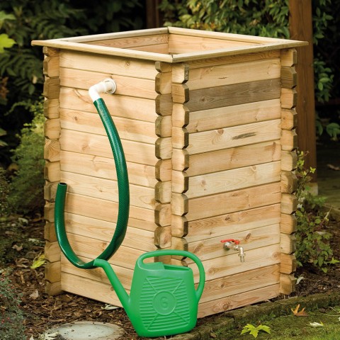 Puits de jardin en bois pour citerne d'eau de pluie 450 litres