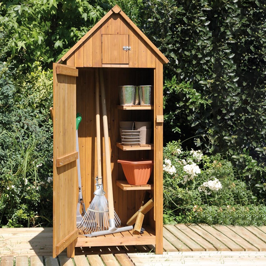 Utile 3 Mobilier de jardin conteneur en bois armoire extérieure outils