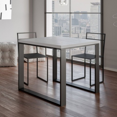 Table à manger extensible cuisine salle à manger 90x90-180cm blanc Tecno Libra