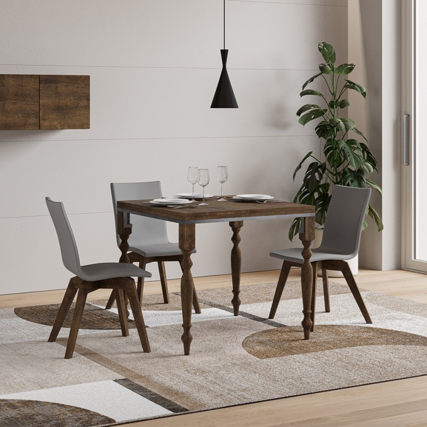 Romagna Libra Noix Table à manger cuisine extensible 90x90-180cm