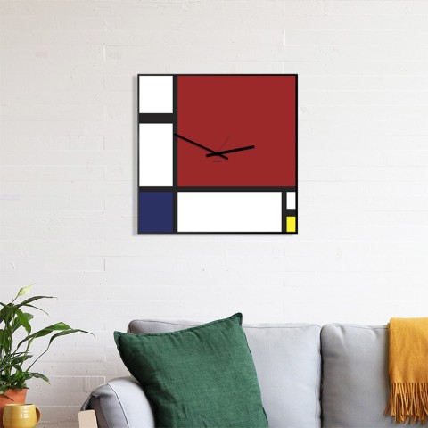 Horloge murale design moderne tableau magnétique Mondrian Promotion