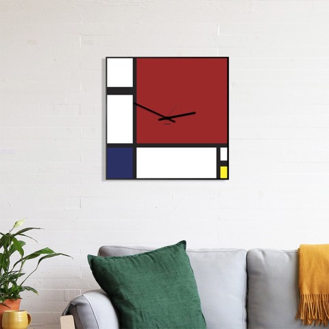 Horloge murale Mondrian, tableau noir magnétique, design moderne Promotion