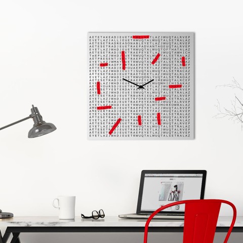 Horloge murale décorative carrée moderne pour salon avec mots croisés Promotion
