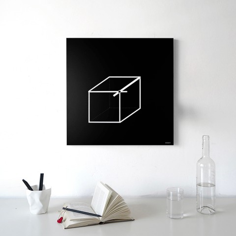 Horloge murale carrée 50x50 cm design géométrique minimal Cube Promotion