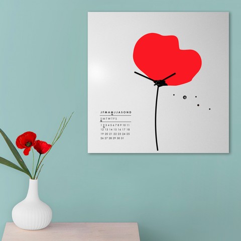Horloge murale carrée calendrier design moderne fleur Papavero Promotion