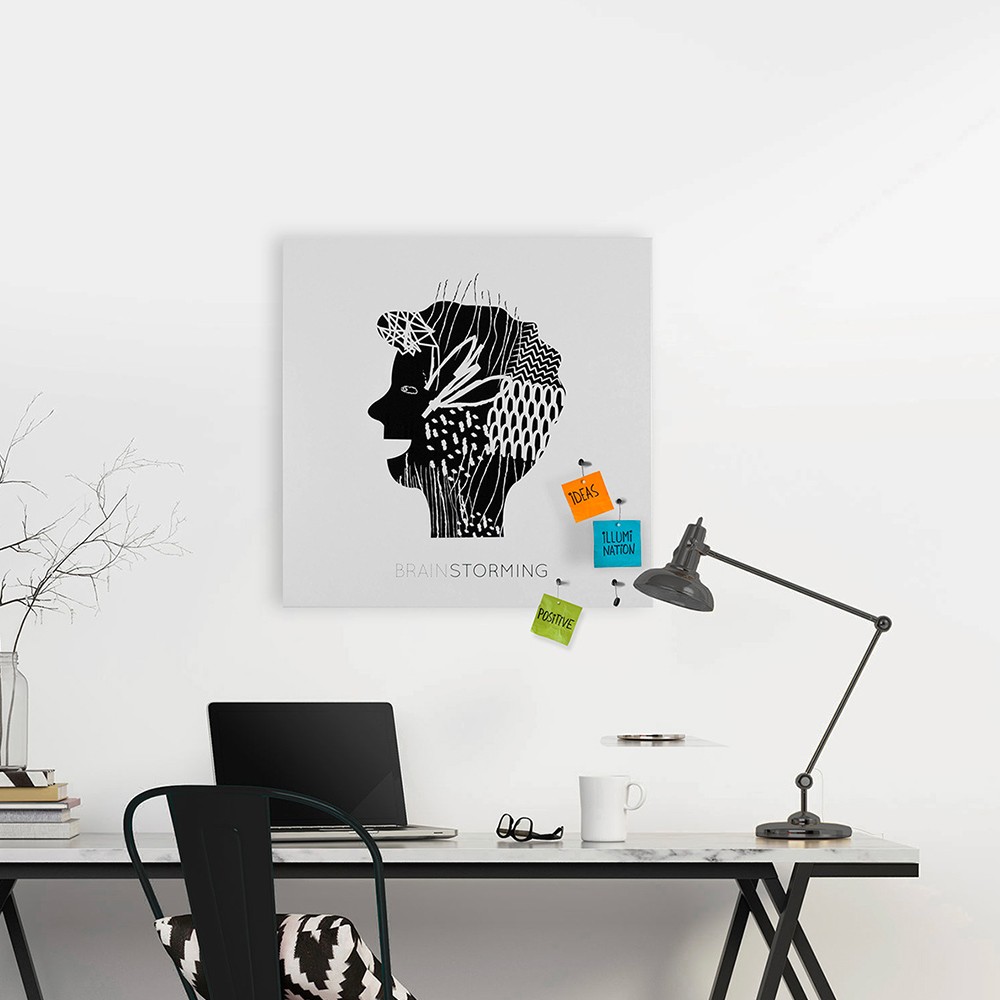 Tableau magnétique carré 50x50cm bureau moderne Brainstorming